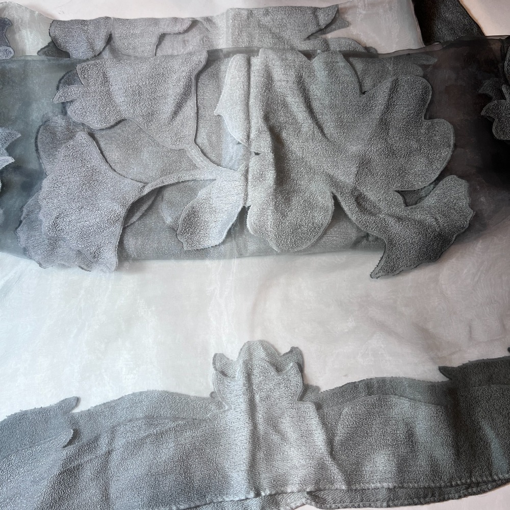J.Jill Grey Nickel Floral Sheer Scarf One Size Lightweight Wrap  23" x 72" - Picture 7 of 10